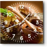 ARTTOR Wanduhr - Quadrat - Glasuhr - Pilze Mahlzeit Natur Glas - 30x30cm - Schleichendes Uhrwerk - Lautlos - zum Aufhängen bereit - Dekoration Modern - Wanddekoration aus Glas - C4AC30x30-2575