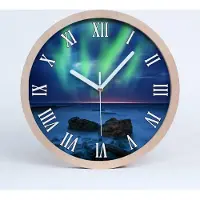 Tulup Holzuhr 30fi cm wanduhr - weiße Spitzen - Nordlicht