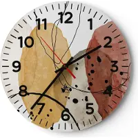ARTTOR Wanduhr - Rund - Glasuhr - Aquarell Abstraktion Formen - 30x30cm - Schleichendes Uhrwerk - Lautlos - zum Aufhängen bereit - Dekoration Modern - Wanddekoration aus Glas - C4AR30x30-4658