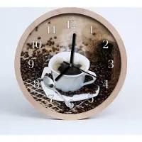 Tulup Holzuhr 30fi cm wanduhr - Tasse Kaffee