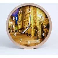 Tulup Holzuhr 20fi cm wanduhr - Gasse in der Nacht
