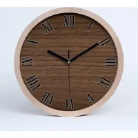 Tulup Holzuhr 20fi cm wanduhr - schwarze Spitzen - Holzuntergrund