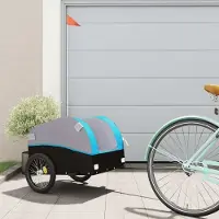 vidaXL Möbel Fahrradanhänger Schwarz und Blau 30 kg Eisen 2024