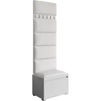 Mirjan 24 Garderoben-Set Grawis 60, Schuhschrank und Kleiderhakenbrett, 6 Stück gepolsterte Wandpaneele 60x30 (Weiß + Soft 017)