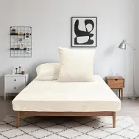 Mixibaby Flanell-Spannbettlaken Winter Microfaser extra weich & warm beidseitig angeraut 30 cm Steghöhe, 360°-Gummizug, pillingarm & pflegeleicht, Größe:180 x 200 cm, Farbe:Beige