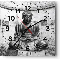 ARTTOR Wanduhr - Quadrat - Glasuhr - Japanisch Buddha Statue - 40x40cm - Schleichendes Uhrwerk - Lautlos - zum Aufhängen bereit - Dekoration Modern - Wanddekoration aus Glas - C4AC40x40-4329