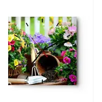 ARTTOR Wanduhr - Quadrat - Glasuhr - Pflanzen Garten Frühling Natur - 40x40cm - Schleichendes Uhrwerk - Lautlos - zum Aufhängen bereit - Dekoration Modern - Wanddekoration aus Glas - C3AC40x40-2682
