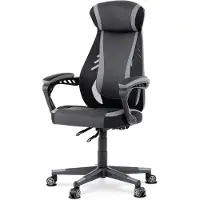 Autronic Gaming -Stuhl, Grau, schwarzes Öko -Leder und schwarzes Stoff und Maschennetz, PCA -Moss - Ka -Y213 Gray Action