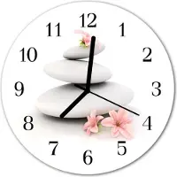 Tulup Glasuhr Wanduhr Küchenuhr Echt-Glas 30fi cm Steinen weiß