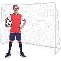 Goplus Fußballtor, 215×76×152cm Fussballtore Outdoor mit abriebfestem Netz, wetterfestes Fußballtor, Outdoor Torwand für Freizeit & Training, Soccertor für Kinder & Erwachsene