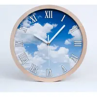 Tulup Holzuhr 30fi cm wanduhr - weiße Spitzen - Wolken im Himmel