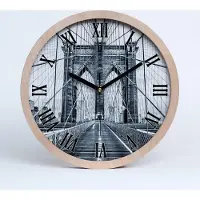 Tulup Holzuhr 30fi cm wanduhr - schwarze Spitzen - Brooklyn Brücke