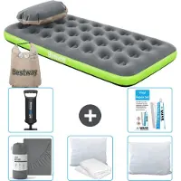 Bestway Luftmatratze – 1 Person – 99 x 188 x 22 cm – Grau/Grün – im Lieferumfang enthalten Zubehör