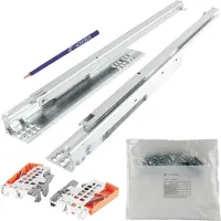 Vasalat Blum Tandem Teilauszug Set, Schubladenauszug 550mm Blumotion mit praktischer Blum Kupplung, Schubladenführung Tragkraft 30kg - 1 Paar Schubladenschienen mit Kupplung