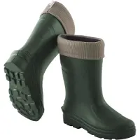 Camminare Damen Ultraleicht Gummistiefel Gefüttert Regenstiefel mit Einlage Regenschuhe Grün 38