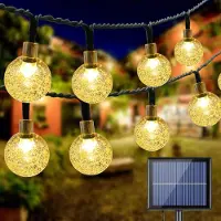 ROSNEK 9.5m 50LEDs Solar Blase Kugel Lichterkette 8 Beleuchtungsmodi Außen Party Garten Deko Lichterketten, Warmweiß