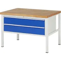 RAU Werkbank mit 2 XXL Schubladen - Vollauszug - 180:2 - 840 x 1.250 x 900 mm (HxBxT) - Traglast 1.250 kg - Buche