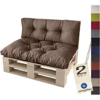 Sunnypillow Palettenkissen für Palettenmöbel - 2er Set - Palettenauflage 120 x 80 für Palettensofa - Palettenpolster für Garten, Gesteppte Kissen für Europaletten - Sitzkissen & Rückenkissen Braun