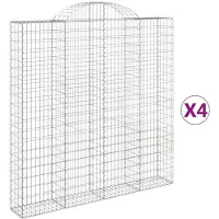 vidaXL Gabionen mit Hochbogen 4 Stk. 200x30x200/220cm Verzinktes Eisen