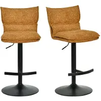 Duhome Barstuhl 2er Set Höhenverstellbar Barhocker Drehbar aus Bouclé Küchenhocker mit Fußstütze Polsterhocker für Bistro Bar Küche, Gelb
