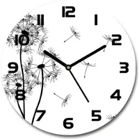 Tulup Wanduhr aus Glas 30fi Glasbild Glasuhr Gehärtetes Glas - schwarze-zeiger - dandelions