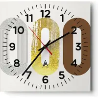 ARTTOR Wanduhr - Quadrat - Glasuhr - Oval Laufband Abstraktion - 40x40cm - Schleichendes Uhrwerk - Lautlos - zum Aufhängen bereit - Dekoration Modern - Wanddekoration aus Glas - C4AC40x40-4443
