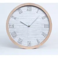 Tulup Holzuhr 25fi cm wanduhr - weiße Spitzen - Ziegelwand