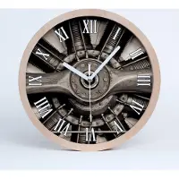 Tulup Holzuhr 20fi cm wanduhr - weiße Spitzen - Flugzeugmotor