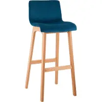 CLP Barhocker Hover Samtbezug Vierfußgestell aus Holz Sitzhöhe 77 cm blau