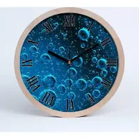 Tulup Holzuhr 30fi cm wanduhr - schwarze Spitzen - Blasen unter Wasser