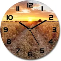 Tulup Wanduhr aus Glas 30fi Glasbild Glasuhr Gehärtetes Glas - schwarze-zeiger - Wheat field