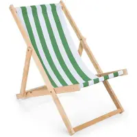 Sonstiges Liegestuhl grün-weiß gestreift klappbar aus Holz - Klappstuhl Klappliege Sonnenstuhl Strandstuhl Holzklappstuhl Sonnenstuhl Gartenliege