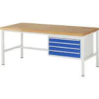RAU Werkbank mit 4 XL Schubladen - Teilauszug - 90:4 - höhenverstellbar 840-1.040 mm - 2.000 x 900 mm (BxT) - Traglast 1.250 kg - Buche