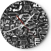 ARTTOR Wanduhr - Rund - Glasuhr - Graffiti modern - 40x40cm - Schleichendes Uhrwerk - Lautlos - zum Aufhängen bereit - Dekoration Modern - Wanddekoration aus Glas - C3AR40x40-3788