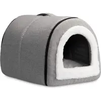 Markenlos Klein opvouwbares Katzenbett/Hundebett aus Leinen - Grau, 2-in-1 Haustierbett