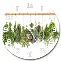 Tulup Wanduhr aus Glas 30fi Glasbild Glasuhr Gehärtetes Glas - weisse-zeiger - Herbs on a string