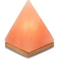 Haf Rosa Salzlampe Pyramide aus echtem Kristallsalz | Salzkristalllampe in Naturform | Salzsteinlampe auf Holzsockel aus der Salt Range Punjab