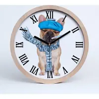 Tulup Holzuhr 30fi cm wanduhr - schwarze Spitzen - kranker Hund
