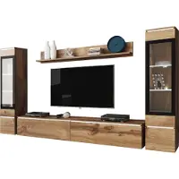 Mirjan 24 Wohnwand Vera II, Stilvoll Wohnzimmer-Set, TV-Schrank, Modern Mediawand (Wotan, mit Beleuchtung)