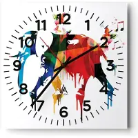 ARTTOR Wanduhr - Quadrat - Glasuhr - Elefant Tierwelt Fantasie - 30x30cm - Schleichendes Uhrwerk - Lautlos - zum Aufhängen bereit - Dekoration Modern - Wanddekoration aus Glas - C4AC30x30-3079