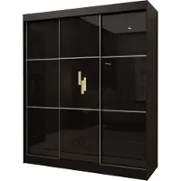 Masseno Schiebetürenschrank VITALE 180 cm Kleiderschrank Schlafzimmer Schrank 3-türig Schwarz
