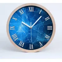 Tulup Holzuhr 20fi cm wanduhr - weiße Spitzen - blaue Linien