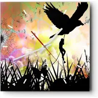 ARTTOR Wanduhr - Quadrat - Glasuhr - künstlerisch Charakter Wolke Blume - 40x40cm - Schleichendes Uhrwerk - Lautlos - zum Aufhängen bereit - Dekoration Modern - Wanddekoration aus Glas - C3AC40x40-3143