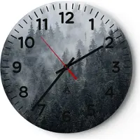 ARTTOR Wanduhr - Rund - Glasuhr - Wald Baum Natur - 40x40cm - Schleichendes Uhrwerk - Lautlos - zum Aufhängen bereit - Dekoration Modern - Wanddekoration aus Glas - C4AR40x40-4074