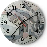 ARTTOR Wanduhr - Rund - Glasuhr - Abstraktion modern - 40x40cm - Schleichendes Uhrwerk - Lautlos - zum Aufhängen bereit - Dekoration Modern - Wanddekoration aus Glas - C4AR40x40-3739