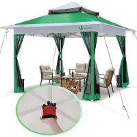 VOUNOT Pavillon Faltbar 3.6x3.6m, Pop Up Faltpavillon Gartenzelt Partyzelt Gartenpavillon, Grün