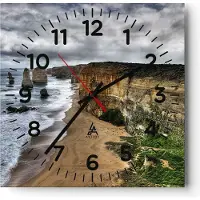 ARTTOR Wanduhr - Quadrat - Glasuhr - Strand Ozean Landschaft - 40x40cm - Schleichendes Uhrwerk - Lautlos - zum Aufhängen bereit - Dekoration Modern - Wanddekoration aus Glas - C4AC40x40-0141
