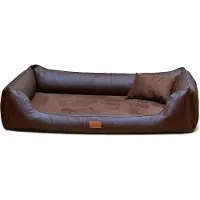 Tierlando MADDOX VIP Orthopädisches Hundebett VISCO Velours Kunstleder S - XXL - Größe: 120x85cm | Farbe: 01 Braun