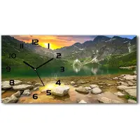Tulup Wanduhr aus Glas – 60x30 cm - Glasbild - Glasuhr - Gehärtetes Glas - schwarze-zeiger - Sea Auge des Tatra