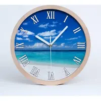 Tulup Holzuhr 25fi cm wanduhr - weiße Spitzen - tropischer Strand